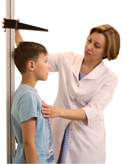 Doctor measuring childs height photo